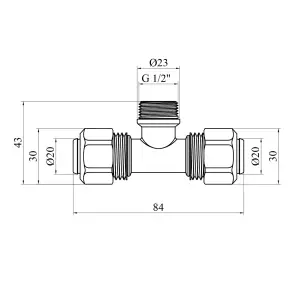 Тройник металлопластиковый Karro 20х1/2"х20 РЗ никелированный KR-0711 №2