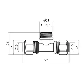 Тройник металлопластиковый Karro 16х1/2"х16 РЗ никелированный KR-0710 №2