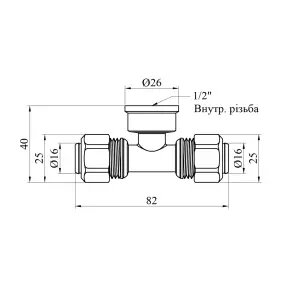 Трійник металопластиковий Karro 16х1/2"х16 РВ нікельований KR-0720 №2