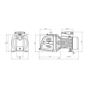 Насос поверхностный самовсасывающий Agua JSW 15M Нmax 55 м Qmax 80 л/мин P 1500 Вт корпус чугун №2