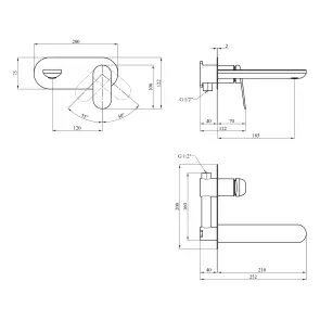 Змішувач прихованого монтажу для раковини Kroner Element 211133B-3801 №2