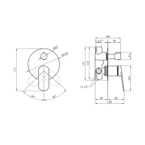Змішувач прихованого монтажу для душу Kroner Element 211337-0101 №2