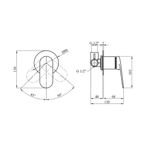 Змішувач прихованого монтажу для душу Kroner Element 211433-0101 №2