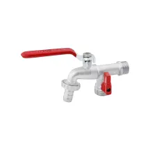 Кран для полива Karro на 2 выхода 1/2"x3/4" PN40 с пластиковым выходом Garden, никелированный KR-12014