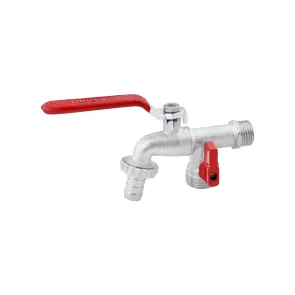 Кран для полива Karro на 2 выхода 1/2"x3/4" PN40 с пластиковым выходом Garden, никелированный KR-12014 №1