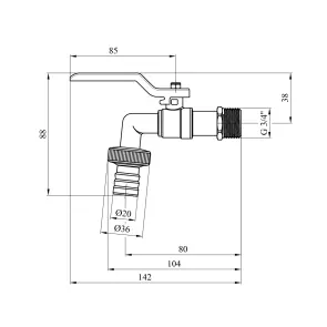 Кран для полива Karro 3/4" PN40 никелированный KR-2001 №2
