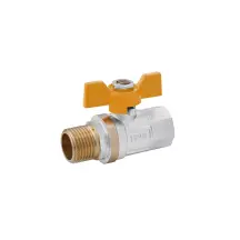 Кран шаровой для газа Karro "Standart+" 1/2" ВЗ PN40 желтая бабочка, никелированная