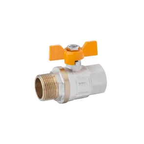 Кран кульовий для газу Karro "Standart+" 3/4" ВЗ PN40 жовтий метелик, нікельований №1