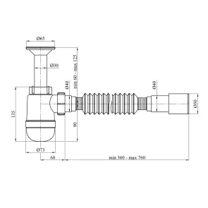 Сифон для раковины Agua TB06 1 1/4''х40/50 мм с литым выпуском №2