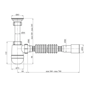 Сифон для раковини Agua TB07 1 1/4''х40/50 мм з різьбовим випуском №2