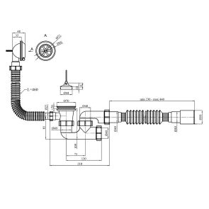 Сифон для ванни Agua BS03 1 1/2"х40/50 мм з переливом та ревізією №2