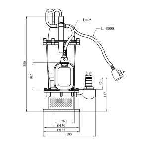 Насос дренажний Agua QDX 5-16-0.37 Нmax 16 м Qmax 5 куб.м P 370 Вт корпус алюміній №2
