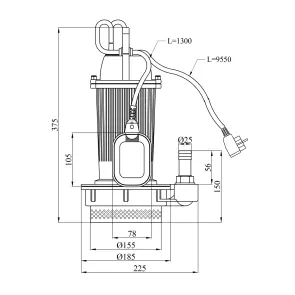 Насос дренажний Pumpman QDX1,5-24-0,55 кВт Hmax 25 м Qmax 7,2 куб.м 550 Вт №2
