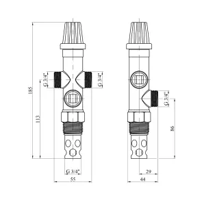Регулюючий захисний клапан від перегріву Karro 3/4" Regulus DBW1 латунний №2