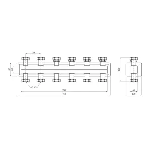 Коллектор для котла Karro 1" на 3 контура, черный KR-22003 №2