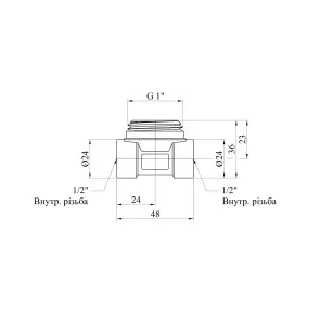 Трійник для колектора Karro 1/2"x1"x1/2" ВЗВ латунний KR-17038 №2