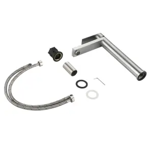 Змішувач для раковини високий Lidz Nexus 001FH (k35) LDNEX001FHNKS49185 Nickel + Комплект Qtap Dove: Раковина накладна Овальна 415x340x140 мм White + Донний клапан PU02 №8