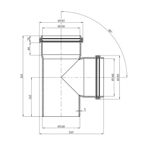Тройник для наружной канализации Rozma 160х160/90° №2