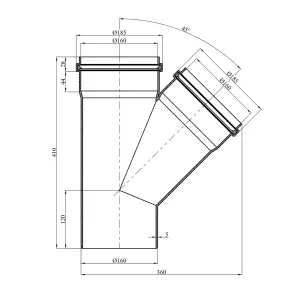 Трійник для зовнішньої каналізації Rozma 160х160/45° №2