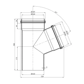 Тройник для наружной канализации Rozma 160х160/67° №2