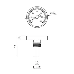 Термометр Karro 1/2" 50 мм 120°С KR-1039 №2