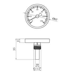 Термометр Karro 1/2" 63 мм 120°С KR-1039 №2