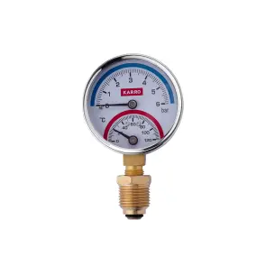 Термоманометр Karro 1/2"х1/4" вертикальний 63 мм KR-1086А №1