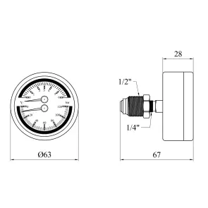 Термоманометр Karro 1/2"х1/4" горизонтальний 63 мм KR-1086В №2