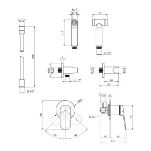 Набір для гігієнічного душу зі змішувачем Kroner Element 211234-0101 №2