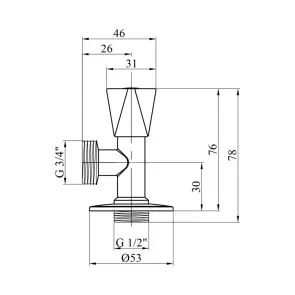 Кран приладовий для підключення Karro 1/2"х3/4" ЗЗ хромований KR-3125 №2