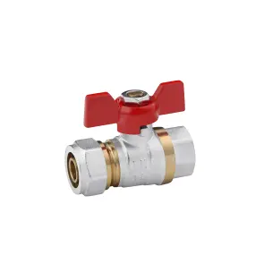Кран кульовий металопластиковий Karro 16х1/2" РВ метелик, нікельований №3