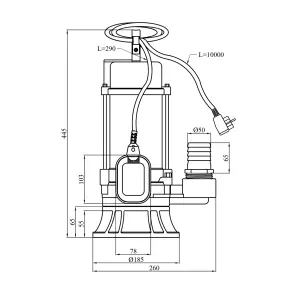 Насос фекальний Pumpman 50WFD11-10-1.1G(A) Нmax 15 м Qmax 17 куб,м 1100В т (алюміній) №2
