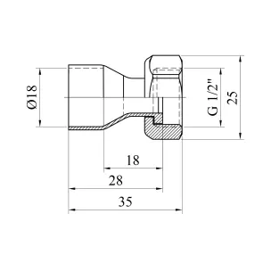 Муфта мідна з накидною гайкою Karro Ду18x1/2" №2