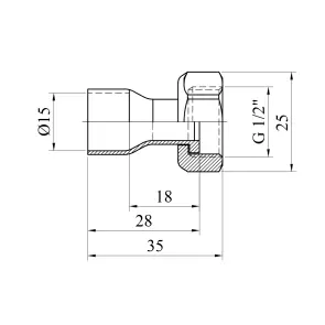 Муфта мідна з накидною гайкою Karro Ду15x1/2" №2