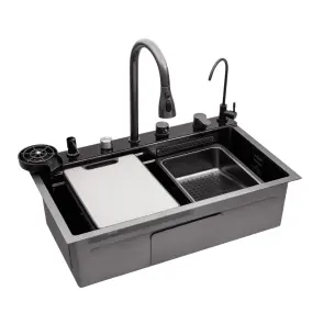 Кухонная мойка Kroner KRP Schwarze - SET7545F4HM PVD (3.0/0.8 мм) №1