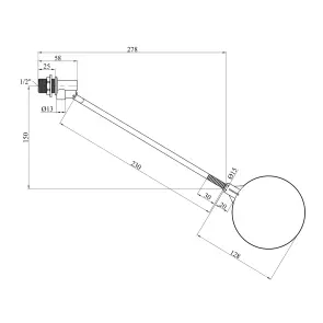 Поплавковий клапан для ємності Karro 1/2" з кулею 4 1/2" латунний KR-15021 №2