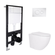 Готовое решение Qtap для ванной комнаты: подвесной унитаз Robin Ultra Quiet 520x365x365 + комплект установки Standard (круглая клавиша Chrome)