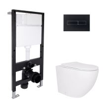 Готовое решение Qtap для ванной комнаты: подвесной унитаз Robin Ultra Quiet 520x365x365 + комплект установки Standard (линейная клавиша Black)