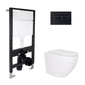 Готовое решение Qtap для ванной комнаты: подвесной унитаз Robin Ultra Quiet 520x365x365 + комплект установки Standard (линейная клавиша Black) №1