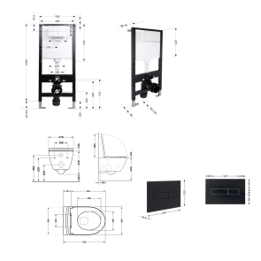 Готовое решение Qtap для ванной комнаты: подвесной унитаз Robin Ultra Quiet 520x365x365 + комплект установки Standard (линейная клавиша Black) №2