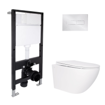 Готове рішення Qtap для ванної кімнати: підвісний унітаз Jay Rimless 520x360x320 + комплект інсталяції Standard (лінійна клавіша Chrome)