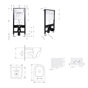 Готовое решение Qtap для ванной комнаты: подвесной унитаз Jay Rimless 485x360x320 + комплект установки Standard (круглая клавиша White) №2