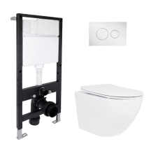 Готовое решение Qtap для ванной комнаты: подвесной унитаз Jay Ultra Quiet 520x360x320 + комплект установки Standard (круглая клавиша Chrome)
