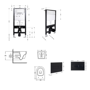 Готове рішення Qtap для ванної кімнати: підвісний унітаз Jay Ultra Quiet 520x360x320 + комплект інсталяції Standard (лінійна клавіша Black) №2