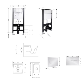 Готовое решение Qtap для ванной комнаты: подвесной унитаз Crow Rimless 485x340x330 + комплект установки Standard (линейная клавиша Chrome) №2