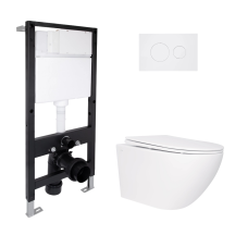 Готовое решение Qtap для ванной комнаты: подвесной унитаз Jay Rimless 520x360x320 + комплект установки Standard (круглая клавиша White)