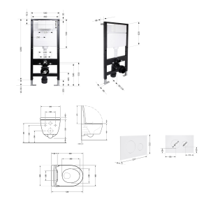 Готовое решение Qtap для ванной комнаты: подвесной унитаз Jay Rimless 520x360x320 + комплект установки Standard (круглая клавиша White) №2