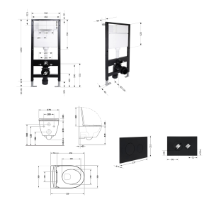Готове рішення Qtap для ванної кімнати: підвісний унітаз Robin Ultra Quiet 520x365x365 + комплект інсталяції Standard (кругла клавіша Black) №2
