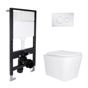 Готовое решение Qtap для ванной комнаты: подвесной унитаз Tern Ultra Quiet 525x345x360 + комплект установки Standard (круглая клавиша Chrome) №1