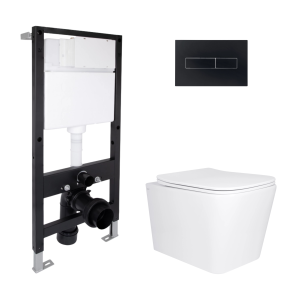 Готовое решение Qtap для ванной комнаты: подвесной унитаз Tern Ultra Quiet 525x345x360 + комплект установки Standard (линейная клавиша Black) №1